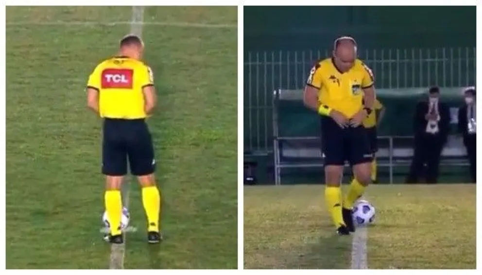 Brasil: un árbitro de fútbol no aguantó e hizo pis en el medio de la cancha