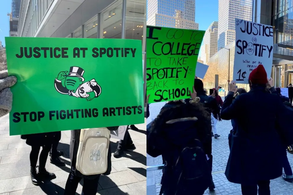 Músicos protestaron contra Spotify