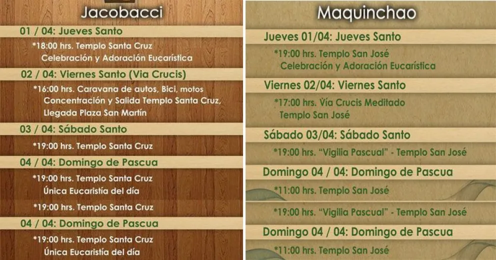 La Diócesis dio horarios de algunas celebraciones    
