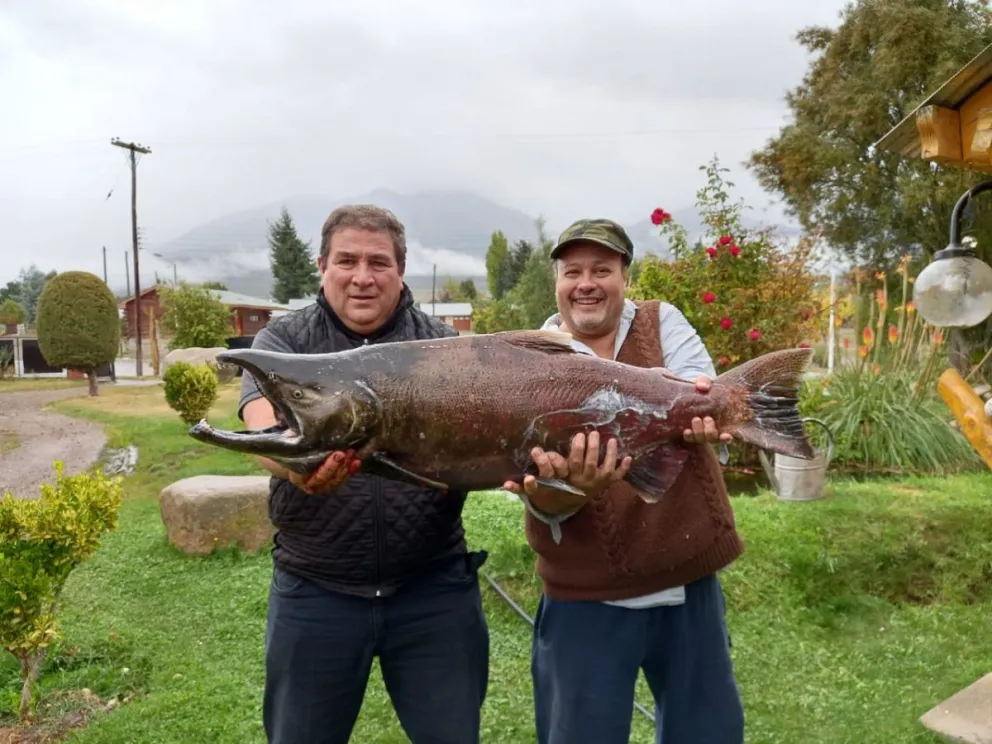 Pescó un salmón de más de 16 kilos