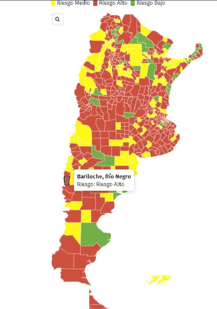 Bariloche se encuentra entre las ciudades con alto riesgo epidemiológico 