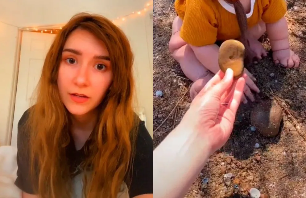 Polémica en las redes por una vegana que deja que su bebé coma piedras y arena