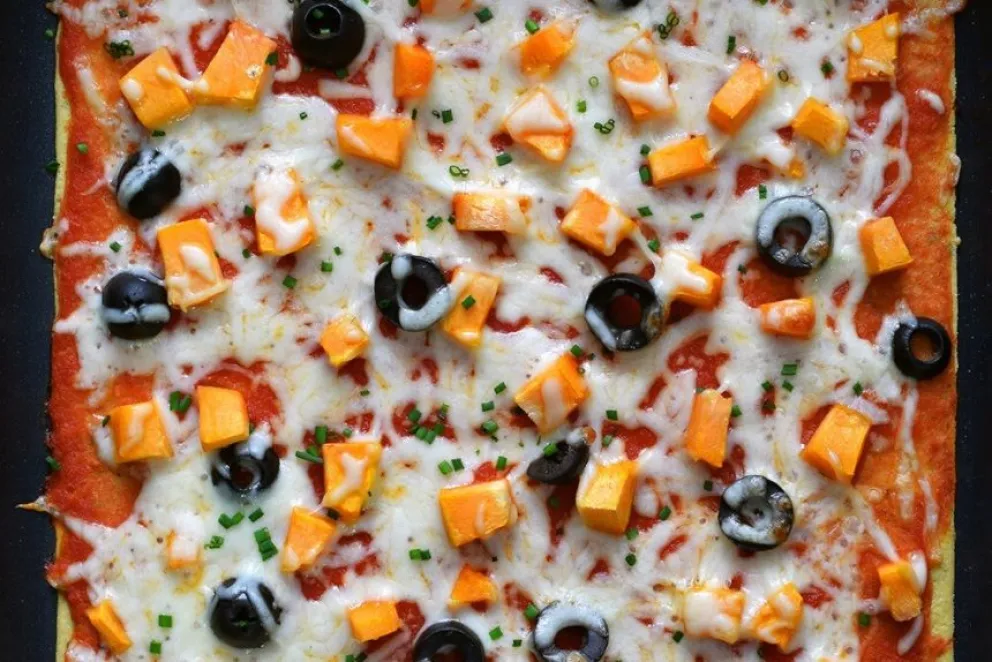 Pizza con harina de garbanzos apta para celíacos