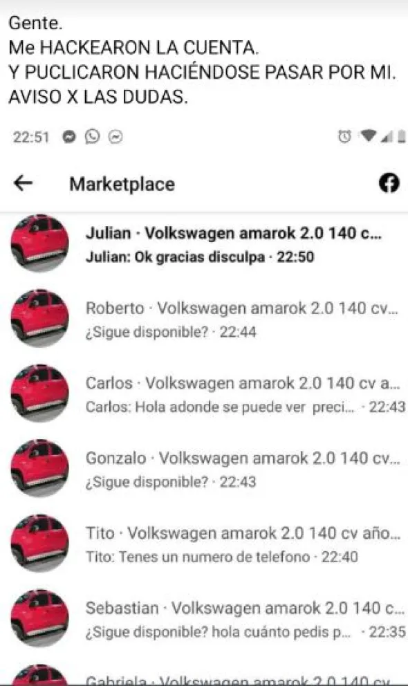 Le hackearon su cuenta de Facebook para hacer estafas en su nombre 