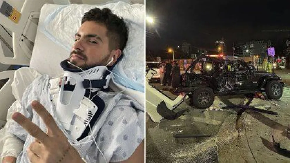 Espectacular accidente del cantante de Rombai en Miami