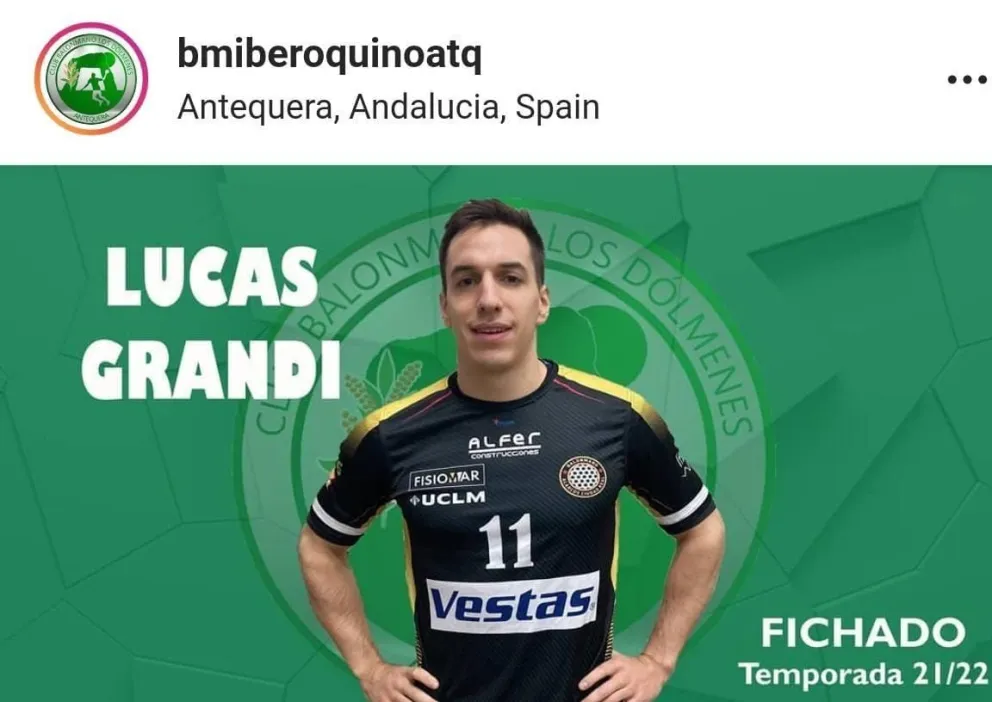 El barilochense Lucas Grandi jugará la mayor liga de handball de España